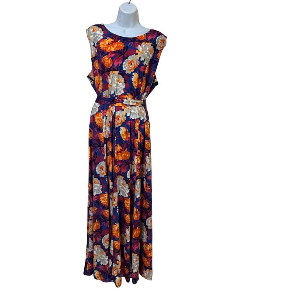 Sleeveless Floral Maxi Dress in Purple & Orange